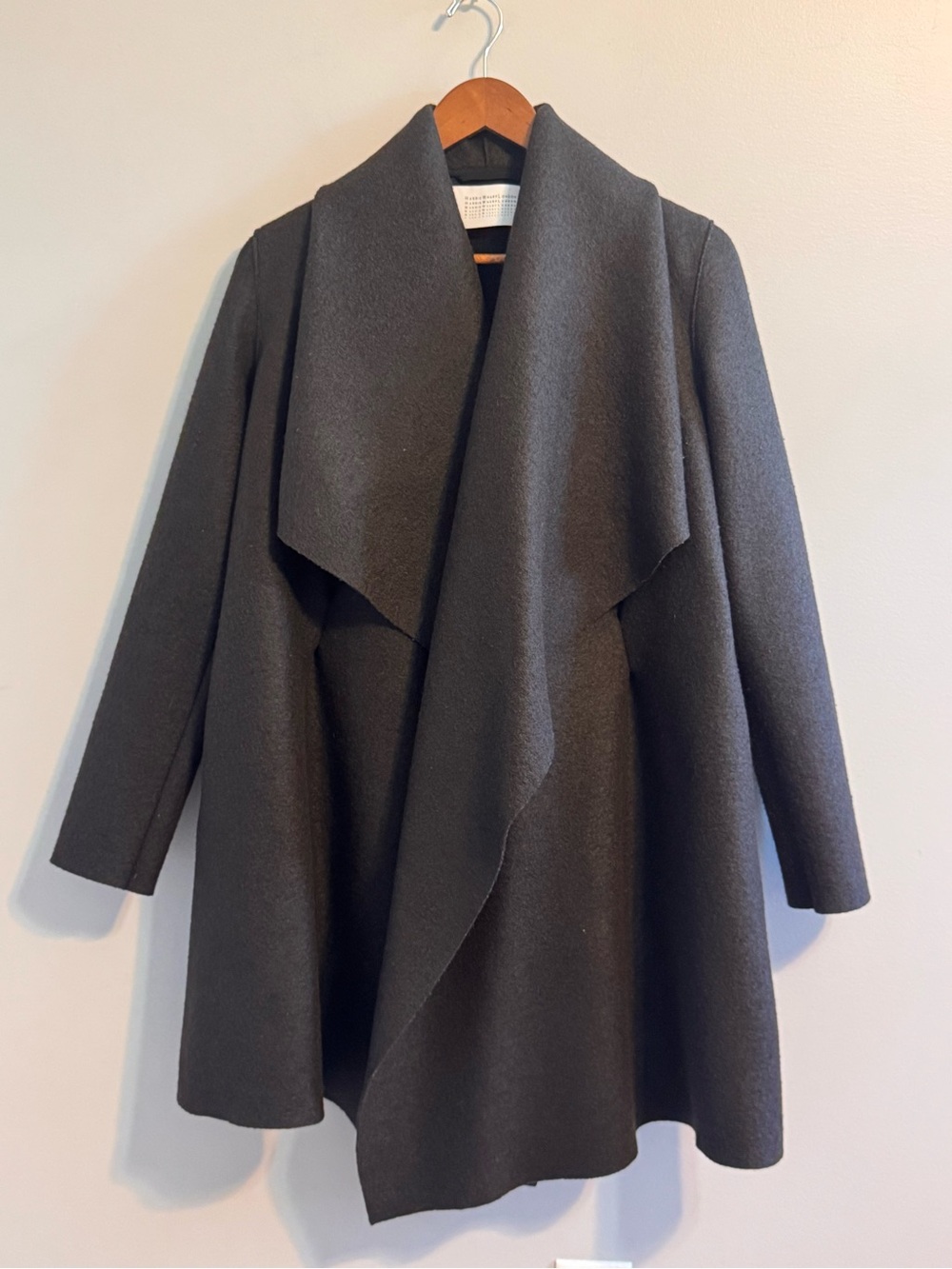Harris Wharf London Blanket Coat 36 IT Gray Virgin Wool Draped Wrap US size XS